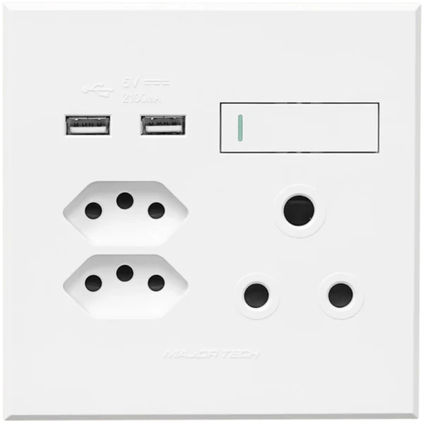 VETI3 SINGLE RSA + DOUBLE USB SOCKET WHT - 3VW27