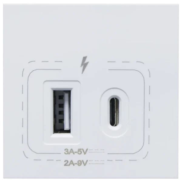 VETI3 18W COMBO USB A & C TYPE SOCKET MODULE WHT