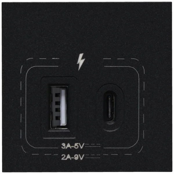 VETI3 18W COMBO USB A & C TYPE SOCKET MODULE GRAPHITE