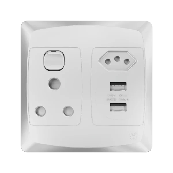 MES SINGLE + EURO + USB S/SOCKET 4X4 WHITE