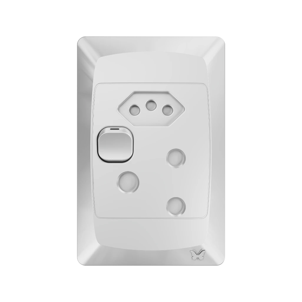 MES HORIZONTAL SINGLE + EURO S/SOCKET 4X2 WHITE