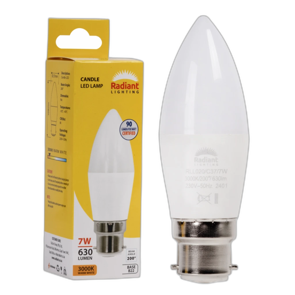 LED 7W B22 CANDLE FROSTED 3000K RD - RLL020