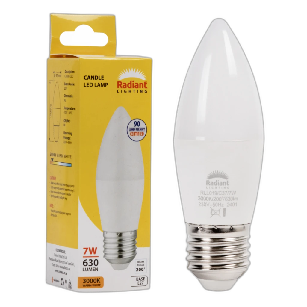 LED 7W E27 CANDLE FROSTED 3000K RD - RLL019