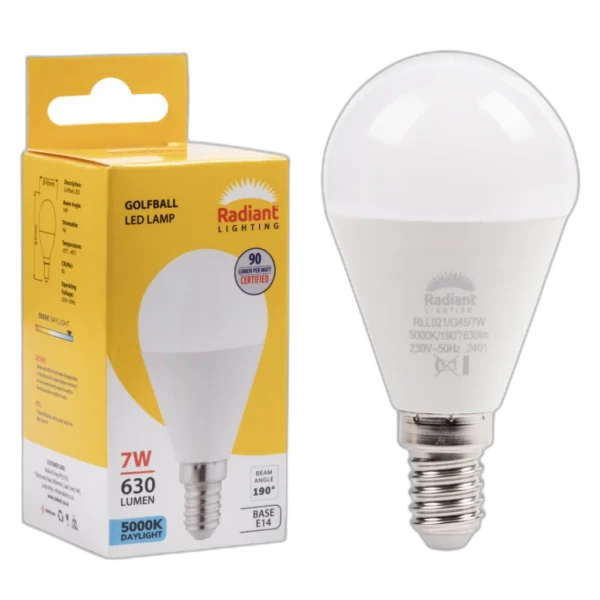 LED 7W E14 GOLF BALL FROSTED 5000K RD - RLL021