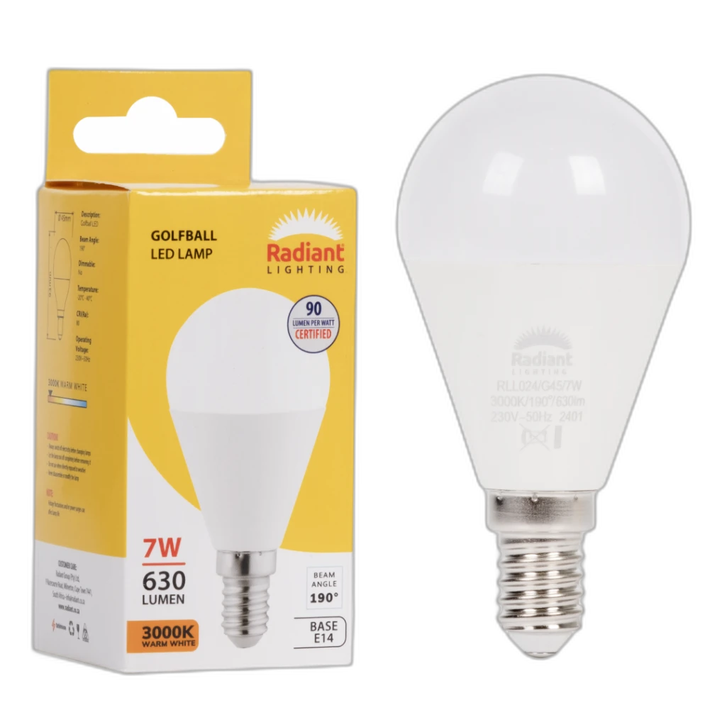 LED 7W E14 GOLF BALL FROSTED 3000K RD - RLL024