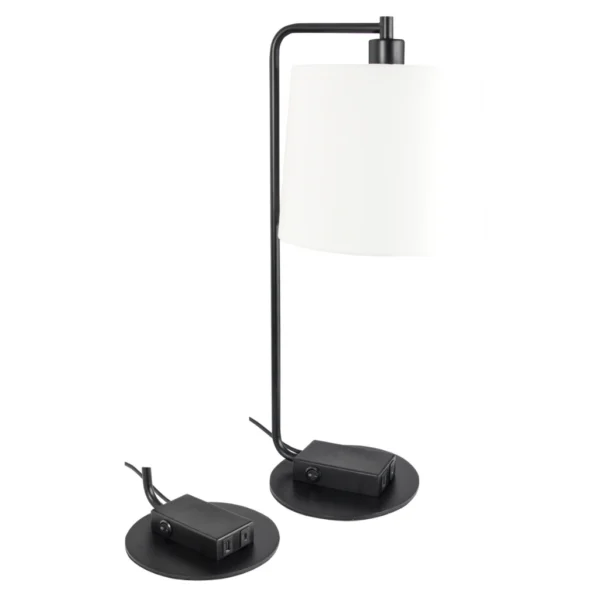 METAL TABLE LAMP W/WHITE F/SHADE MATT BLACK (1X60W (11W) ES) - TL662 B