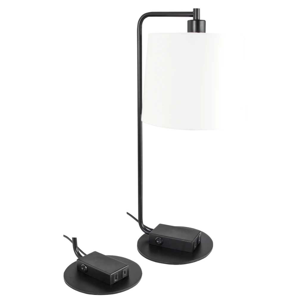 METAL TABLE LAMP W/WHITE F/SHADE MATT BLACK (1X60W (11W) ES) - TL662 B