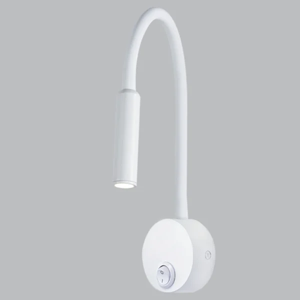 WALL LIGHT LED 3W FLEXI RUBBER ARM AND SWITCH WHITE - WB218 WHITE BRI