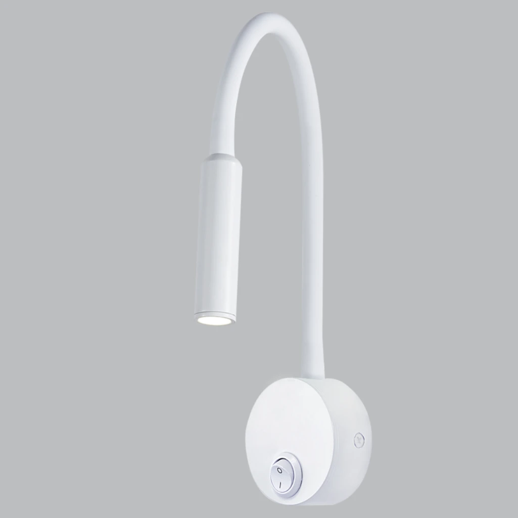 WALL LIGHT LED 3W FLEXI RUBBER ARM AND SWITCH WHITE - WB218 WHITE BRI