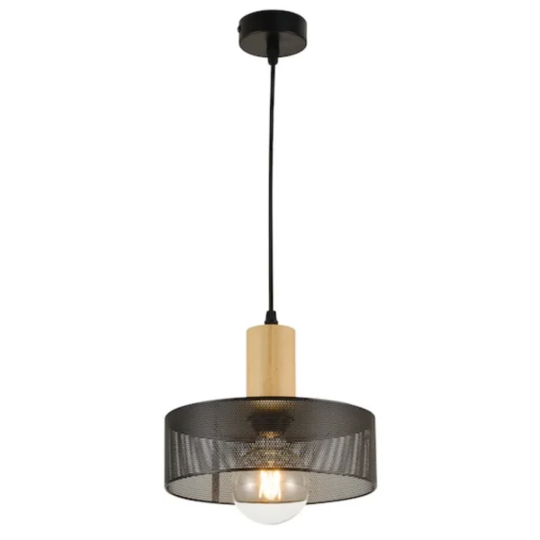 40W ES METAL AND WOOD PENDANT - PEN837 BLACK - BRI002