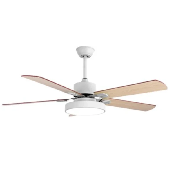5 BLADE LED CEILING FAN IN LIGHT WOOD AND WHITE W/REMOTE CONTROL - FLR