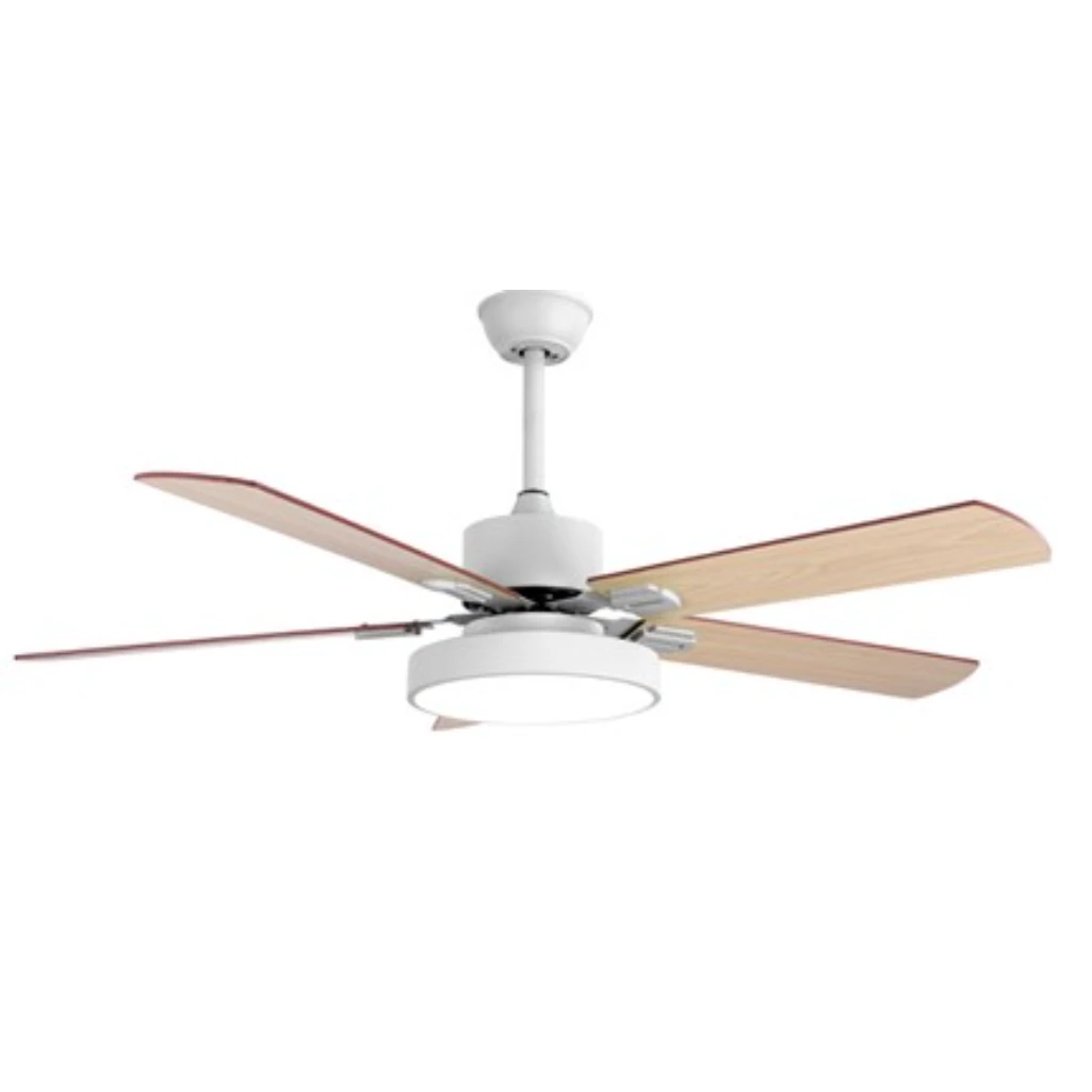 5 BLADE LED CEILING FAN IN LIGHT WOOD AND WHITE W/REMOTE CONTROL - FLR