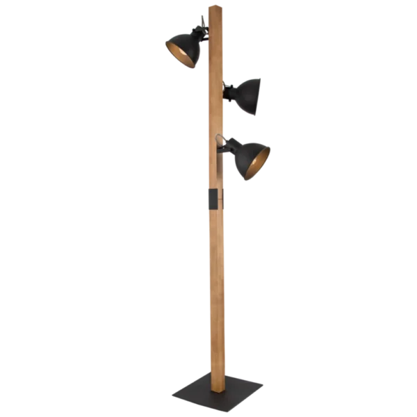 3xES METAL & WOOD STANDING LAMP SL413 BLACK