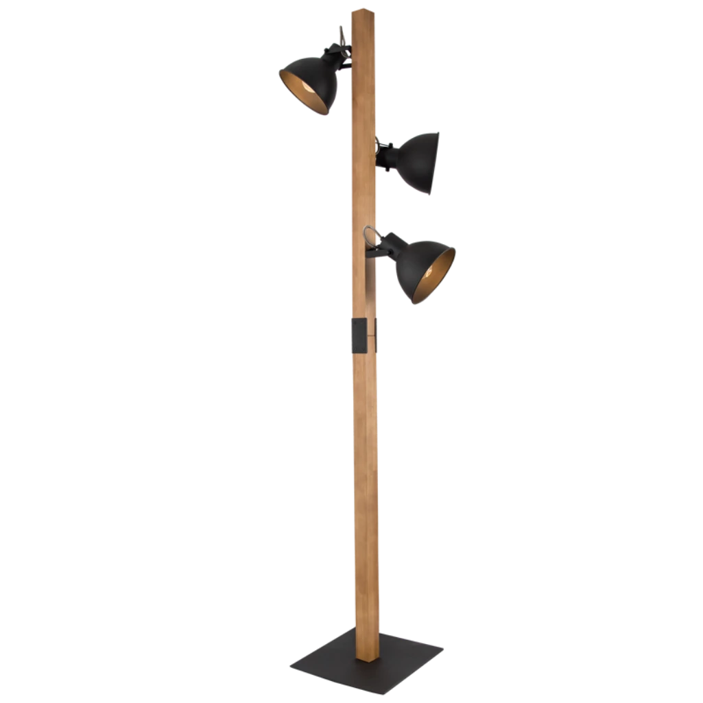 3xES METAL & WOOD STANDING LAMP SL413 BLACK