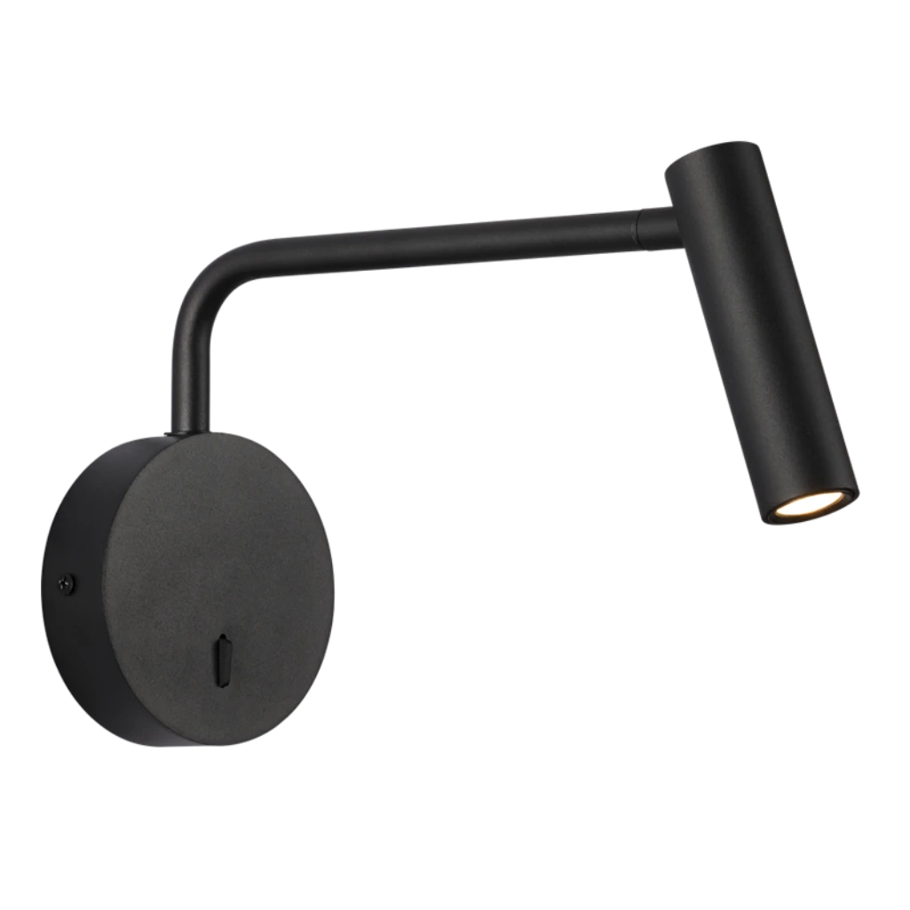 WB377 SWITCHABLE 3W LED WALL LIGHT 4000K SAND BLACK MOVEABLE BR