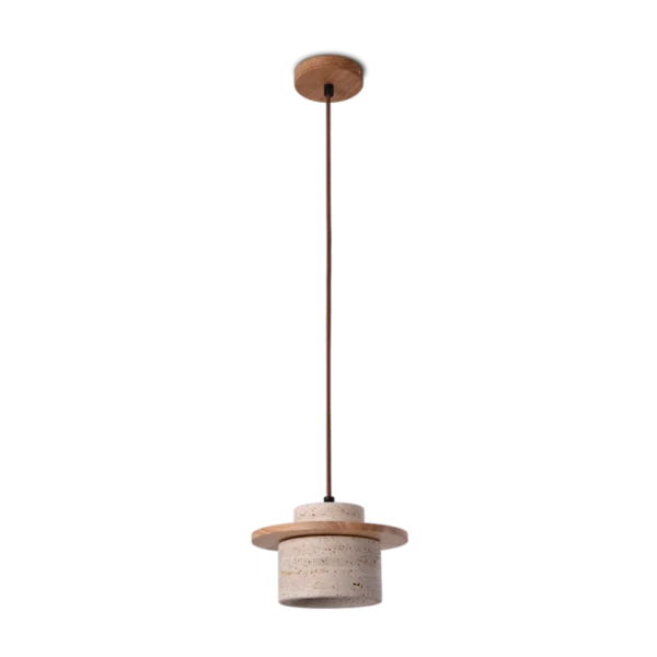 SEATTLE PENDANT OAK/TRAVERTINE 1XE27/230V 3M FABRIC/CBL 8740.01