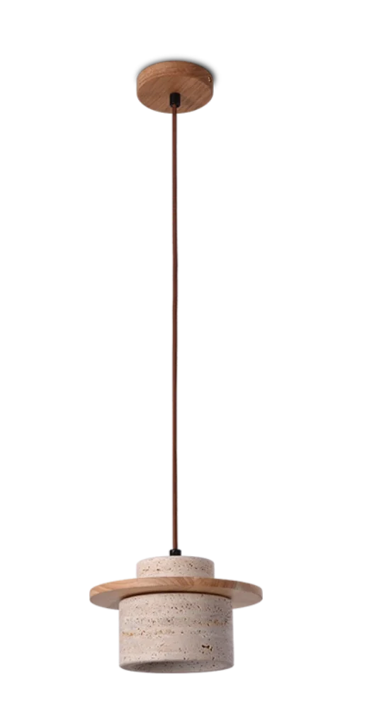 SEATTLE PENDANT OAK/TRAVERTINE 1XE27/230V 3M FABRIC/CBL
