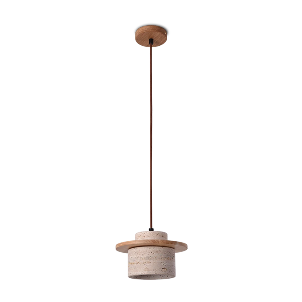 SEATTLE PENDANT OAK/TRAVERTINE 1XE27/230V 3M FABRIC/CBL 8740.01
