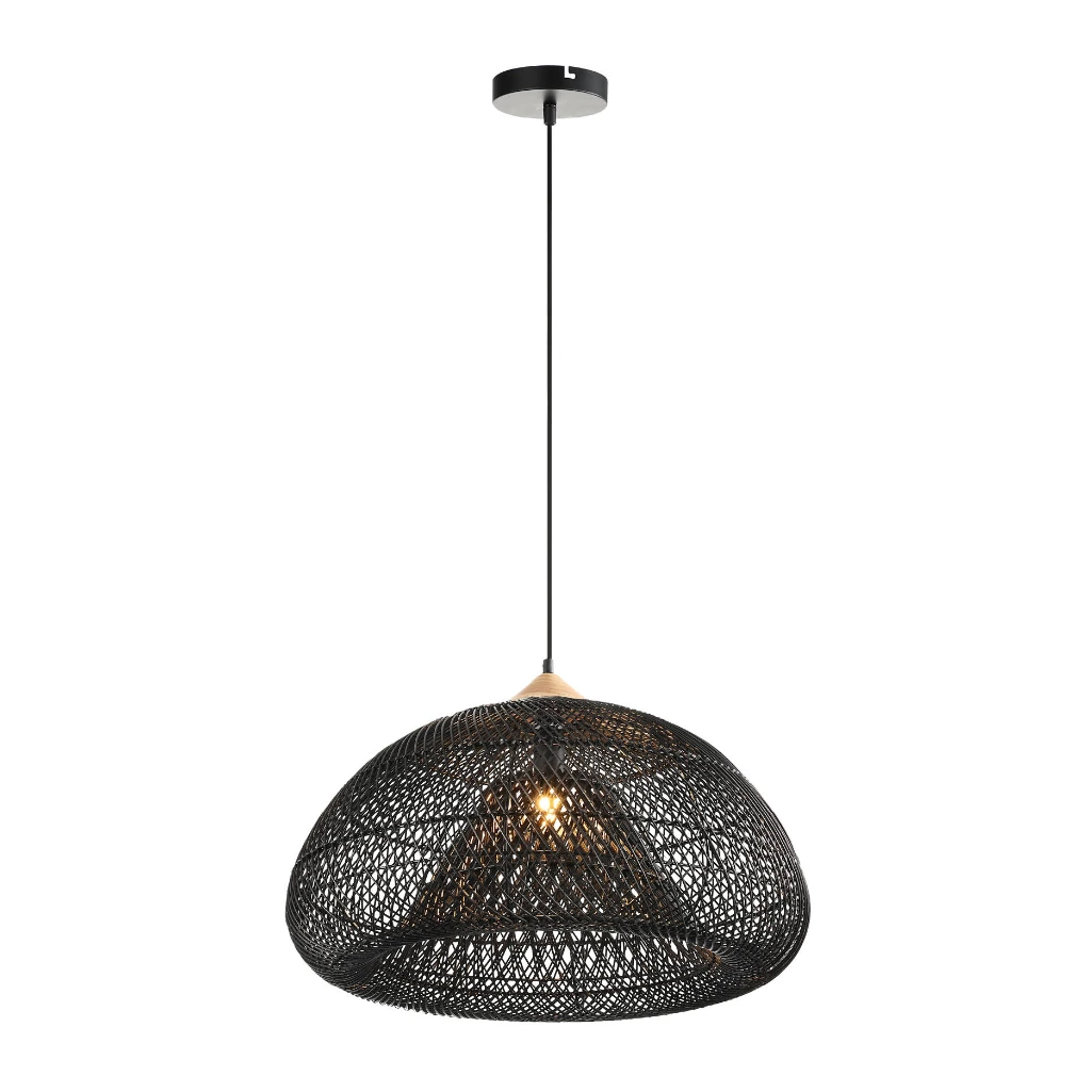 PENDANT E27 600X380 BLACK RATTAN LLG147/04 EAG