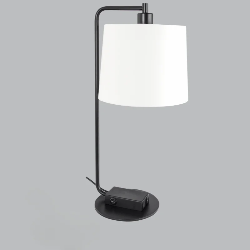 METAL TABLE LAMP W/WHITE F/SHADE MATT BLACK (1X60W (11W) ES) - TL662 B