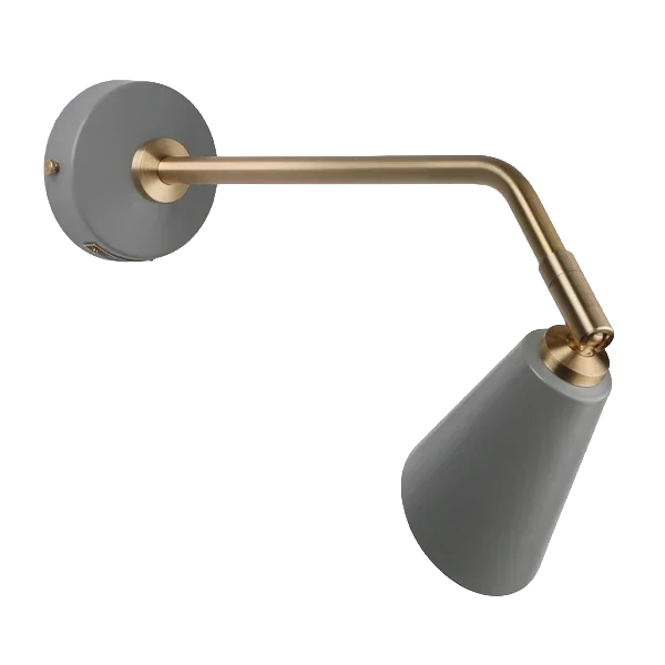 Penny Portrait Hardwired Wall Light | Stone Grey & Brass