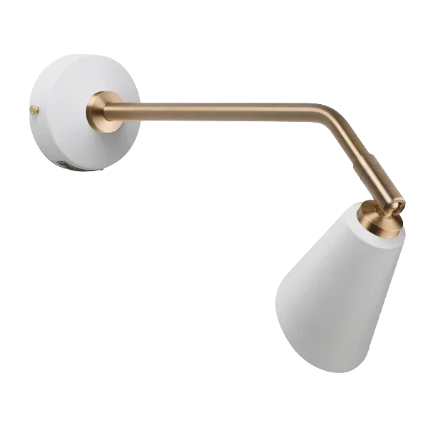 Penny Portrait Hardwired Wall Light | White & Brass